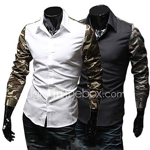 Korean Fashion Popular Models Camouflage Fight Sleeve Sportsman Slim Shirt