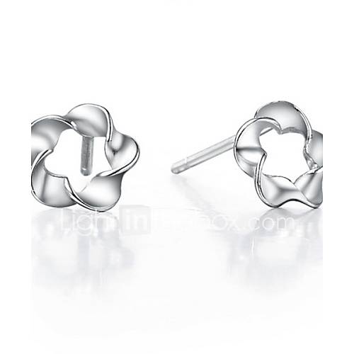 Stylish Silver Plated Silver Flower Cut Womens Earring