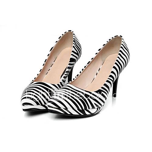 Faux Leather Womens Zebra Prints Platform High Heels More Colors