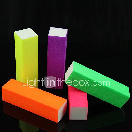 5PCS Nail Art Fluorescent Luminous Candy Color Buffer Block for False Nail Tips Acrylic