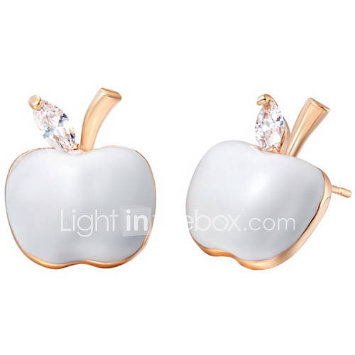 Sweet Silver And Gold Plated With Cubic Zircon White Apple Womens Earring(More Colors)