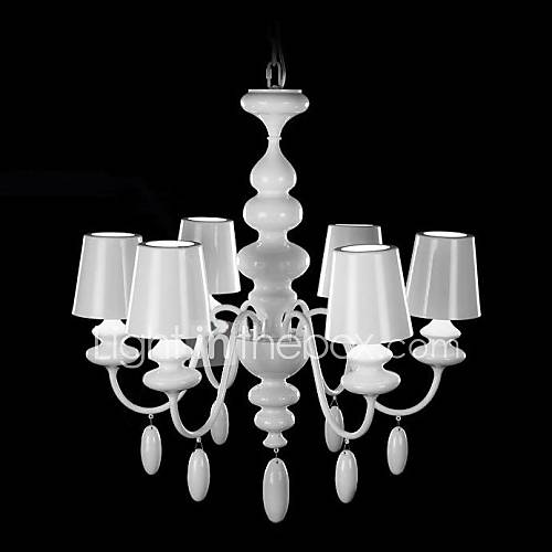 Metal Shade Chandelier, 6 Light, Modern White Iron Painting