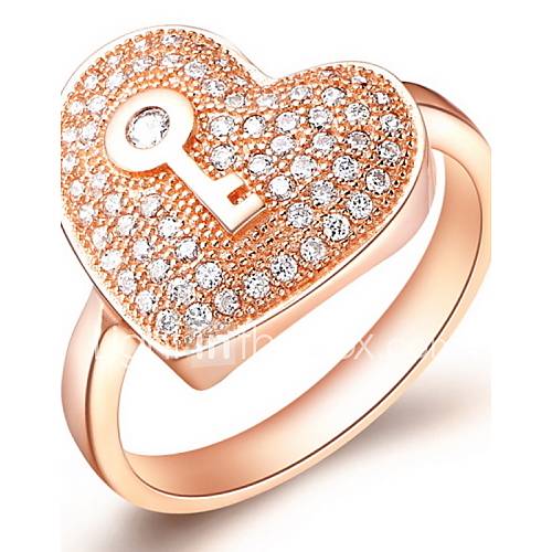 Sweet Sliver Or Gold With Cubic Zirconia Heart Womens Ring(1 Pc)