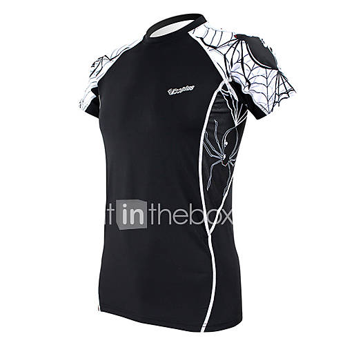 KOOPLUS Spider Mens Black Fitness Elastic Skinny Quick dry Short Sleeve Cycling T shirt