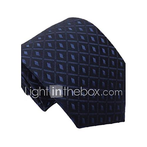 Mens Italy Style Navy Blue Business Leisure Plaid Dot Microfibre Necktie