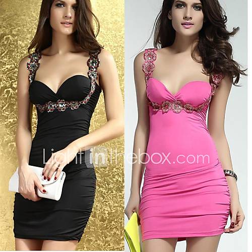 Womens Sleeveless Bodycon Club Evening Dress with Flowers