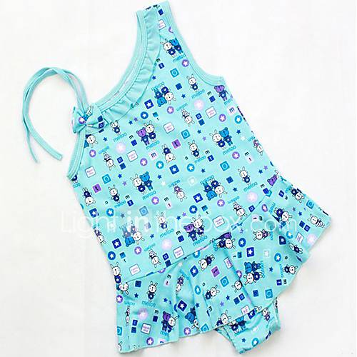 Girls Floral Print Bowknot Cute One Piece Swimwear