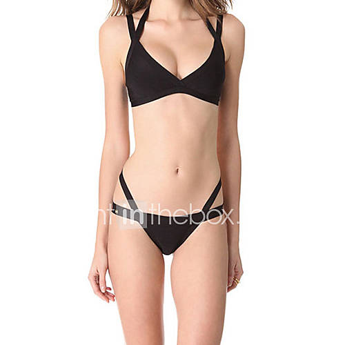 Womens High Waist V neck Bandage Halter Strappy Bikini