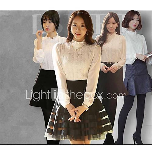 Spring New Han Edition Render Ms White Bud Silk Chiffon Sshirt Collar Long Sleeve Cultivate Ones Morality Professional Shirt