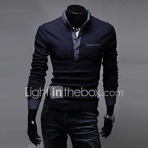 Mens Fashion Solid Color Slim POLO Shirt