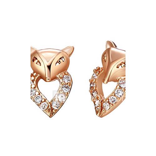 Elegant Gold Or Silver Plated With Cubic Zirconia Foxs Head Womens Earrings(More Colors)