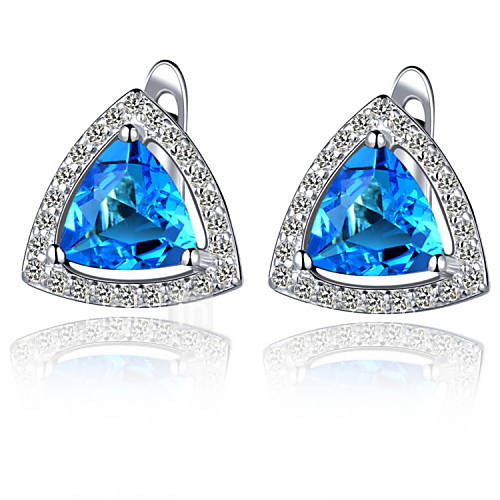 Gorgeous Silver Plated With Cubic Zirconia Triangle Womens Earrings(More Colors)