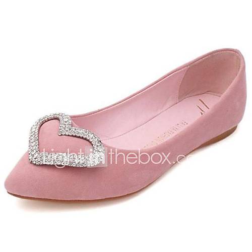 Suede Womens Flat Heel Ballerina Flats with Rhinestone Shoes(More Colors)