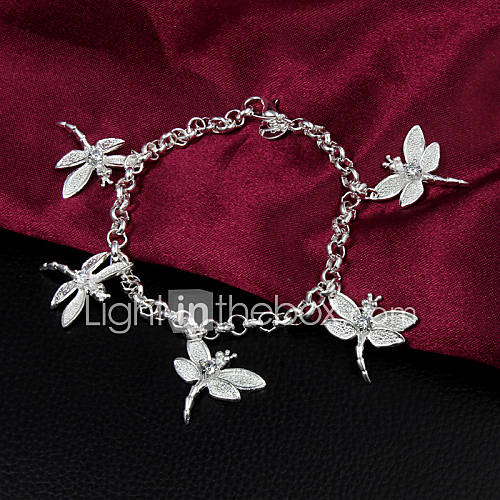 High Quality Sweet Silver Silver Plated With Dragonflies Charm Bracelets