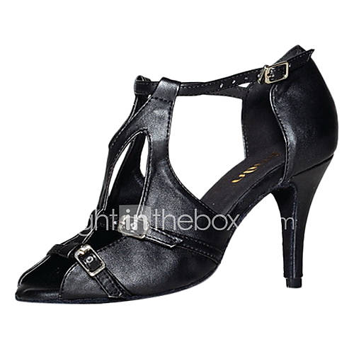 Customized Womens Leatherette T Strap Latin / Ballroom Dance Shoes With Buckle