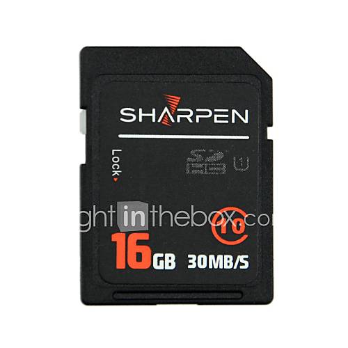 SHARPEN High Speed Flash Memory SD SDHC Card Class 10 30Mb/S 16GB  Black