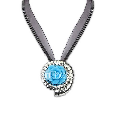 European Vintage (Rose) Alloy Resin Pendant Necklace (Black Watermelon Blue) (1 pc)