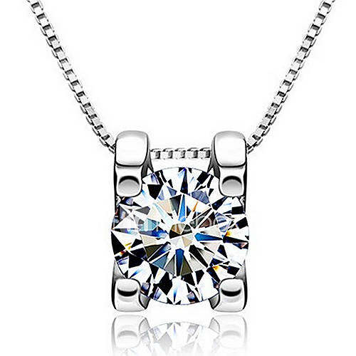 Vintage Square Shape Silvery Alloy Womens Necklace With Rhinestone(1 Pc)