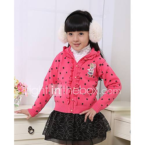 Girls Lovely Polka Dots Bear Print Sweaters