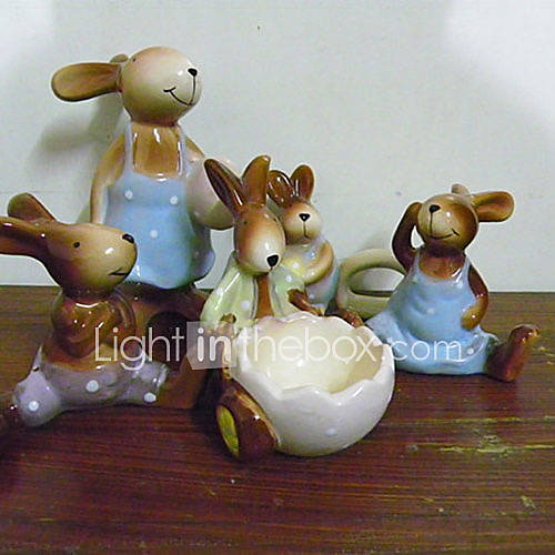 5.5H Ceramic Festival Easter Rabbit Decoration(5pcs/set)