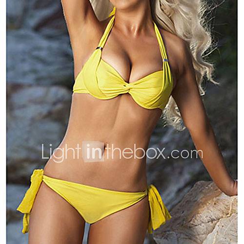 Womens Halter Solid Color Bikini