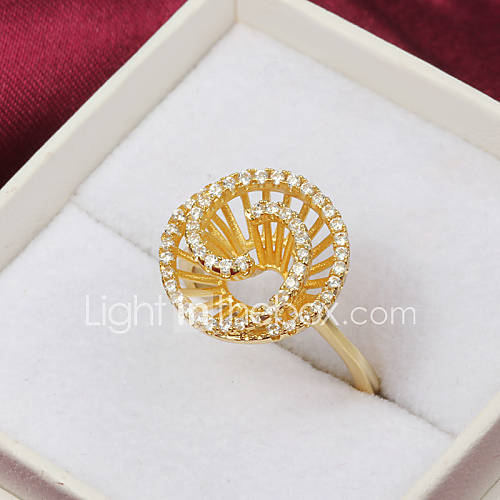 High Quality Fashion Gold Plated Clear Rhinestone Spiral Womens Ring