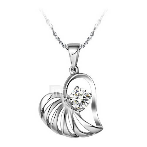 Graceful Heart Shape Slivery Alloy Necklace With Rhinestone(1 Pc)