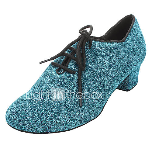 Womens Sparkling Glitter Chuncky Heel Ballroom Modern Dance Shoes