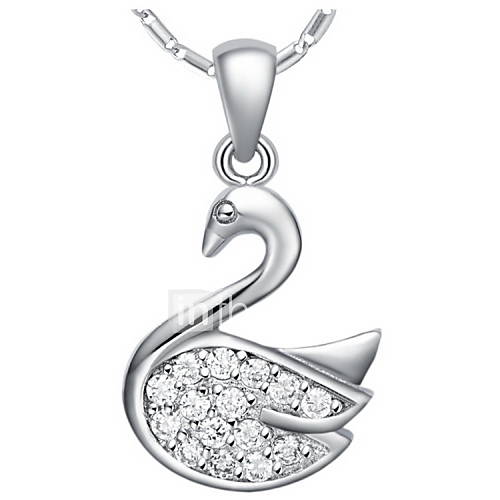 Vintage Swan Shape Slivery Alloy Necklace With Rhinestone(1 Pc)