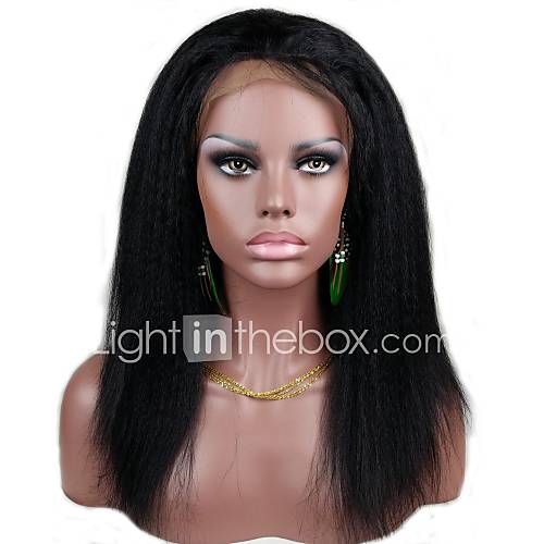 Charming Full Lace 14 Kinky Straight 100% Indian Remy Human Hair Lace Wig 5 Colors to Choose
