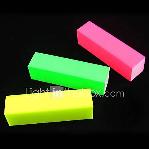 3PCS Nail Art Fluorescent Luminous Candy Color Buffer Block for False Nail Tips Acrylic