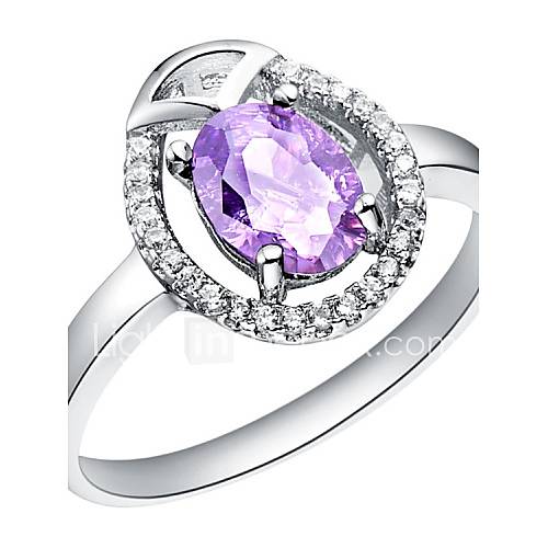 Vintage Style Sliver Purple With Cubic Zirconia Hollow Womens Ring(1 Pc)