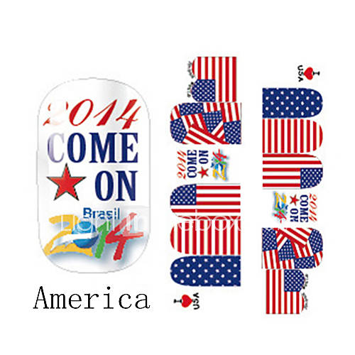 2x14PCS America World Cup Pattern Nail Art Stickers