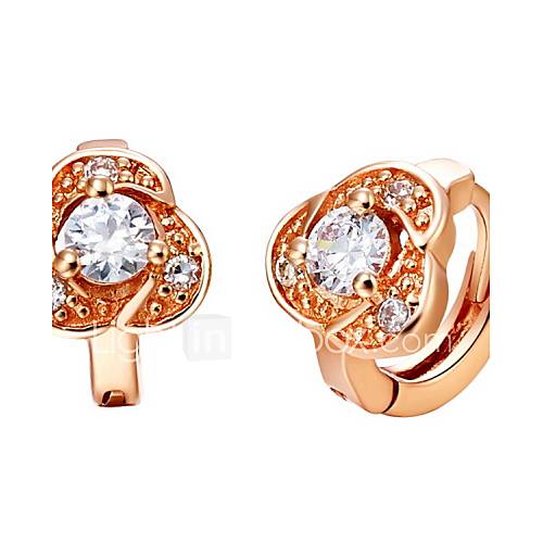 Sweet Silver And Gold Plated With Cubic Zirconia Flower Womens Earring(More Colors)