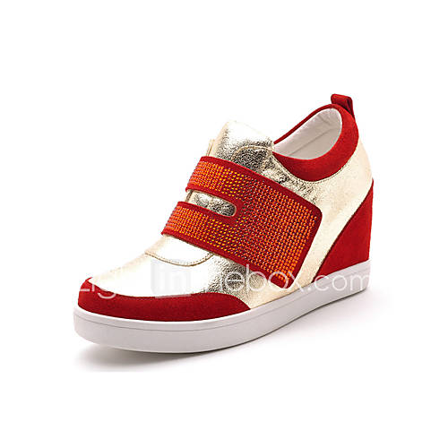 MLKL Casual Heighten Shoes In Color Magic Buckle Shoes(Red)