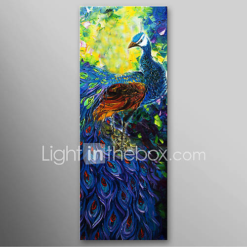 Hand Painted Oil Painting Abstract The Peacock Spreads Its Tail with Stretched Frame Ready to Hang