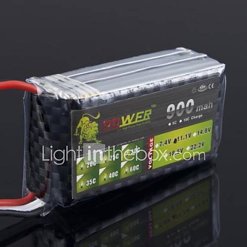 LION 11.1V 900mAh 25C LiPo Battery Pack For RC Helicopter(JST Plug)