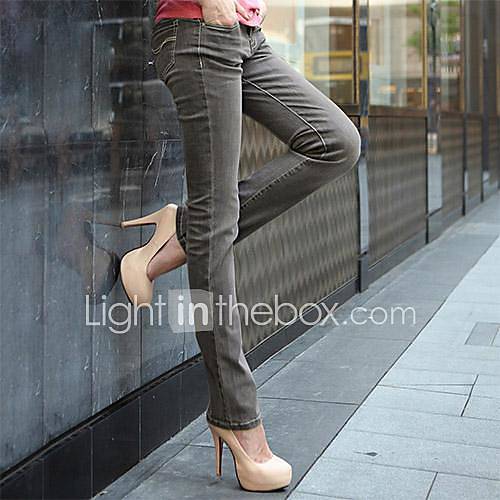 Womens Fall Straight Casual Silm and Skinny Fashion Washed Pencil Jeans pants