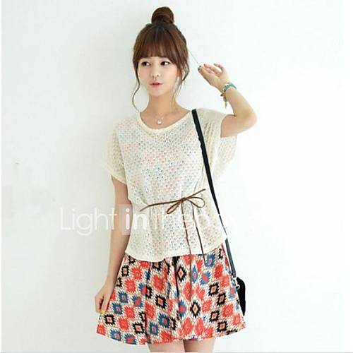 Womens Printing Two Piece Mini Dresses