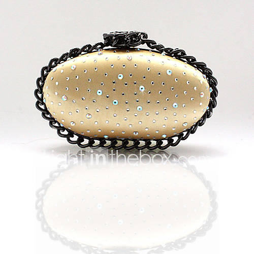 ONDY NewOval Shaped Character Satin Evening Bag (Gold)