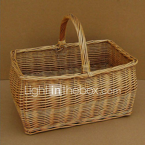 Classic Natural Pure Wooden Color Handmade Wicker Storage Basket