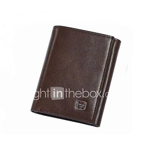 Mens Business Style Top Genuine Leather Checkbook Handbag Wallet