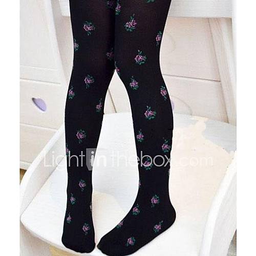 Girls Small Flower Candy Color Pantyhose