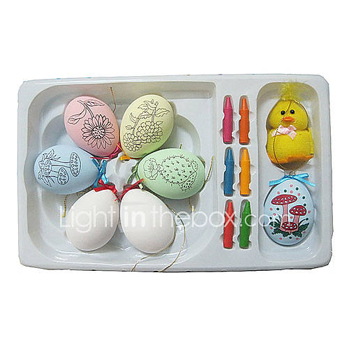 Plastic Festival Eastern Egg With Free Crayon and Accessories(6pcs)