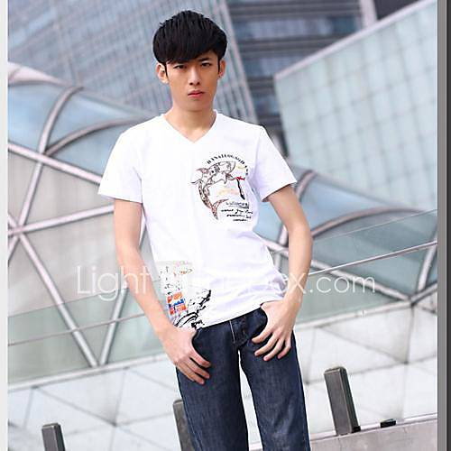 Mens New V Neck Slim Short Sleeve Leisure Top