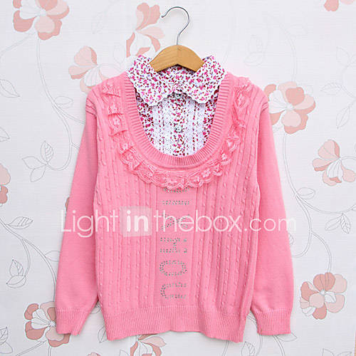 Girls Cotton Leisure Two Piece Like Long Sleeve Sweaters