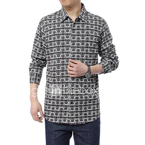 Mens Handsome Pure Long Sleeve Polyester Shirt