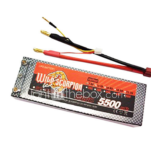 Wild Scorpion 7.4V 2S 5500mAh 45C Li Po Battery(T Plug)