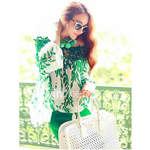 Womens Elegant Lace Splicing Chiffon Blouse