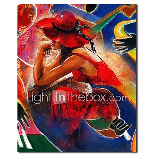 Hand Painted Oil Painting Pepole Fashion Bar Girl with Stretched Frame